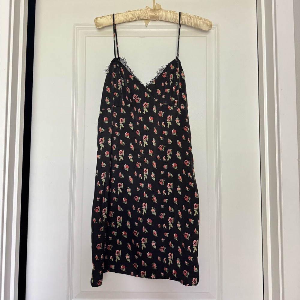 Lush Black Floral Mini Dress